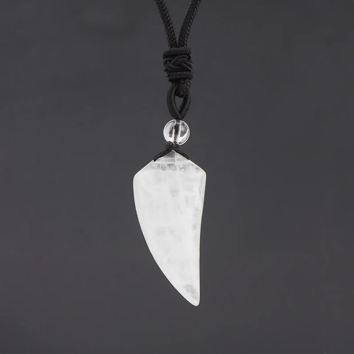 Olivenorma Natural Stone Cut Wolf Tooth Shape Pendant Necklace - Clear Crystal - image 8