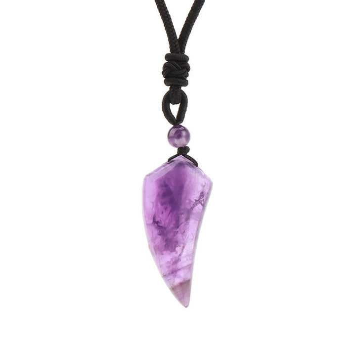 Olivenorma Natural Stone Cut Wolf Tooth Shape Pendant Necklace - Amethyst - image 0