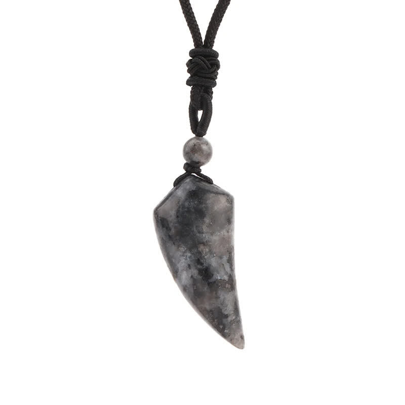 Olivenorma Natural Stone Cut Wolf Tooth Shape Pendant Necklace - Labradorite - image 6