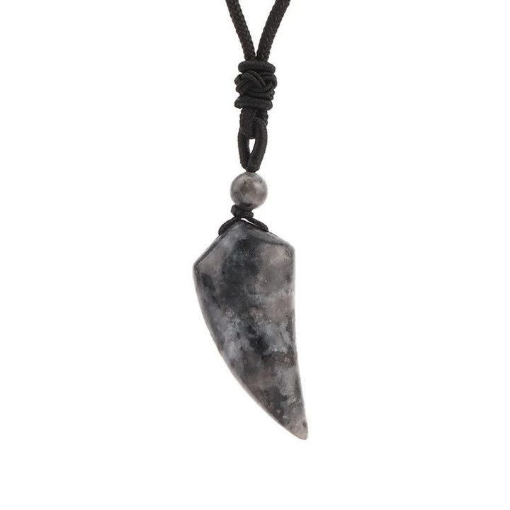 Olivenorma Natural Stone Cut Wolf Tooth Shape Pendant Necklace - Labradorite - image 6