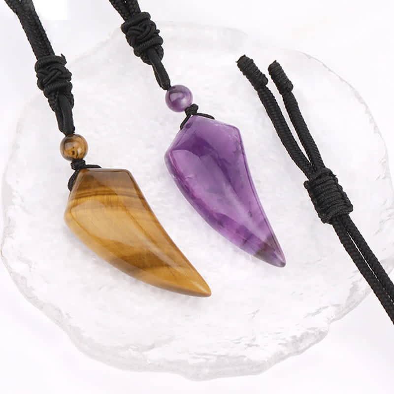 Olivenorma Natural Stone Cut Wolf Tooth Shape Pendant Necklace - image 15