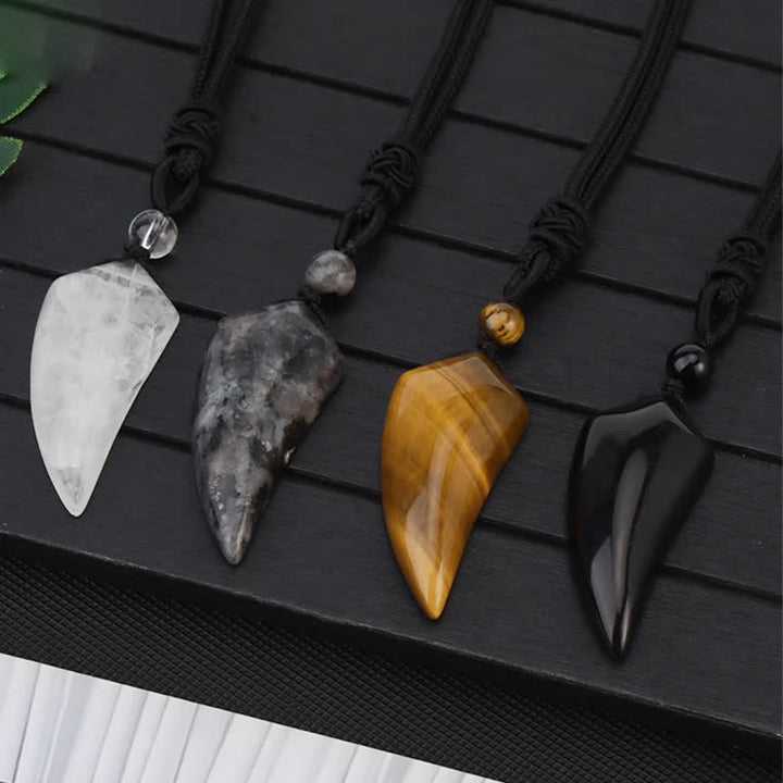 Olivenorma Natural Stone Cut Wolf Tooth Shape Pendant Necklace - image 13