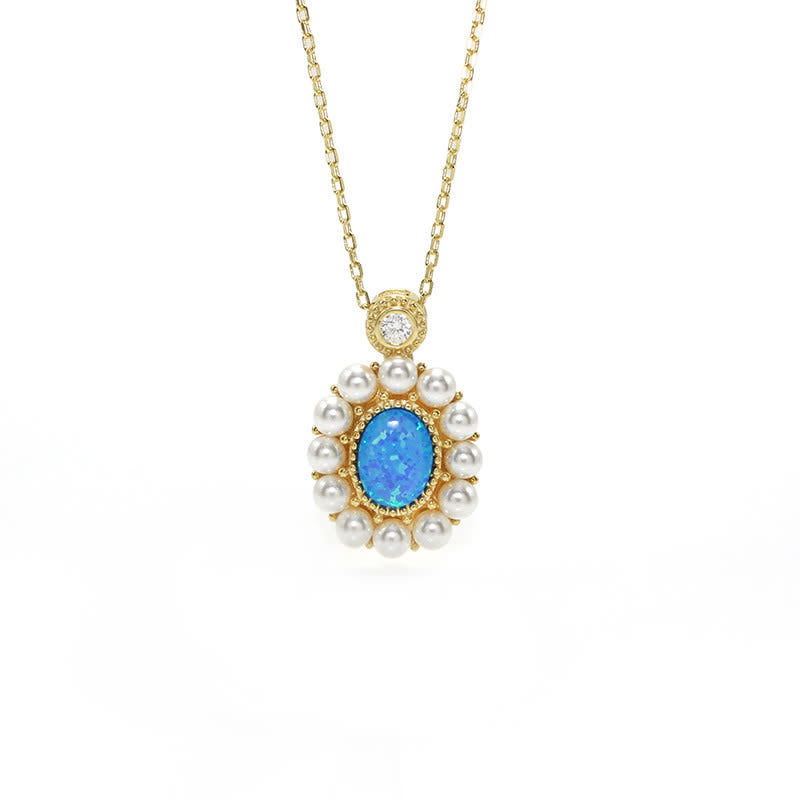 Olivenorma Blue Opal Freshwater Pearl Sunflower Pendant Jewelry Set - image 16