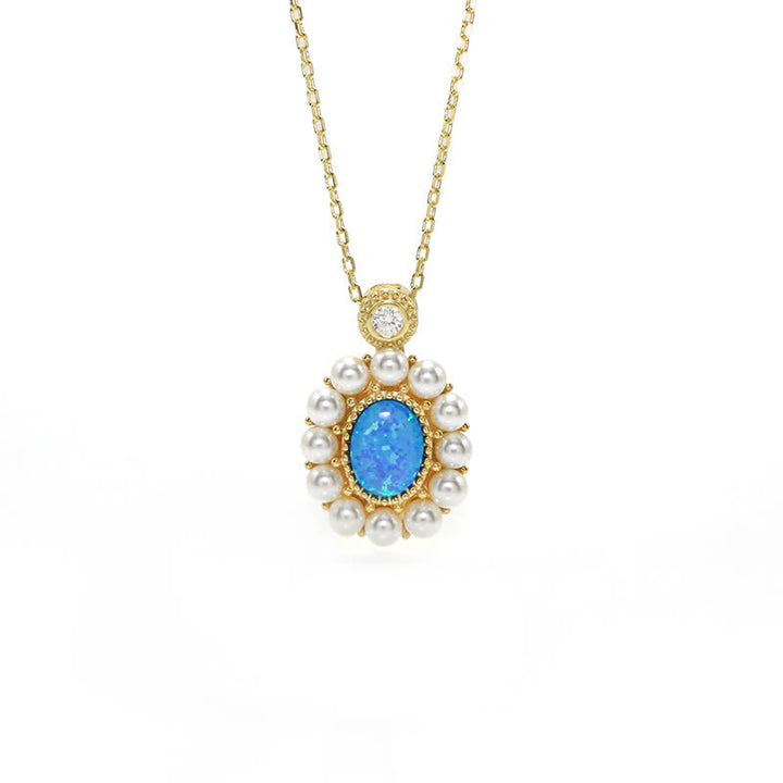 Olivenorma Blue Opal Freshwater Pearl Sunflower Pendant Jewelry Set - image 16