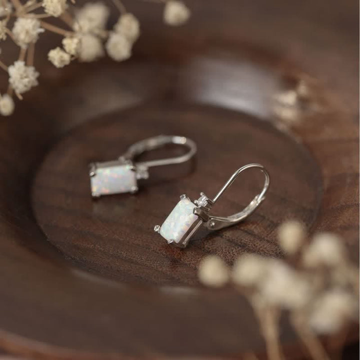 Olivenorma 925 Silver Square Opal Earrings - image 4