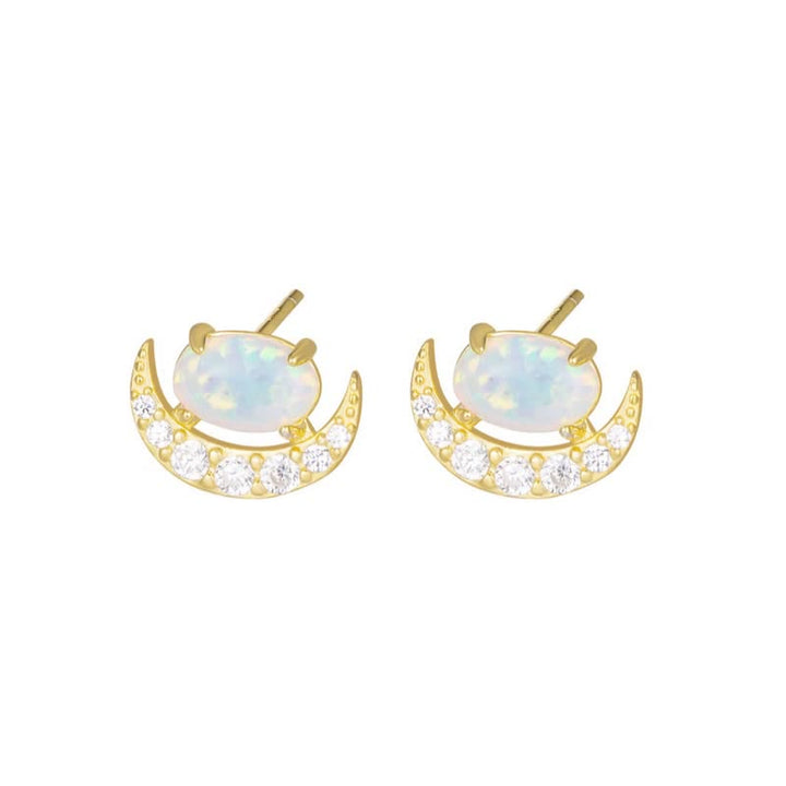 Olivenorma 925 Silver Crescent Shaped Opal Earrings - image 3