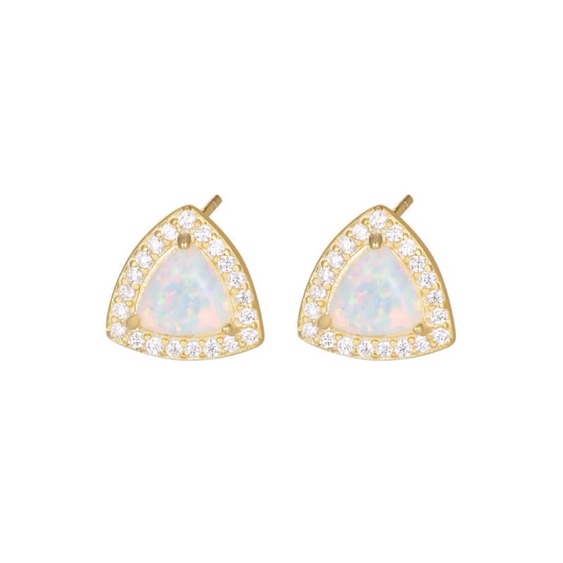Olivenorma 925 Silver Triangle Shape Opal Earrings - image 9