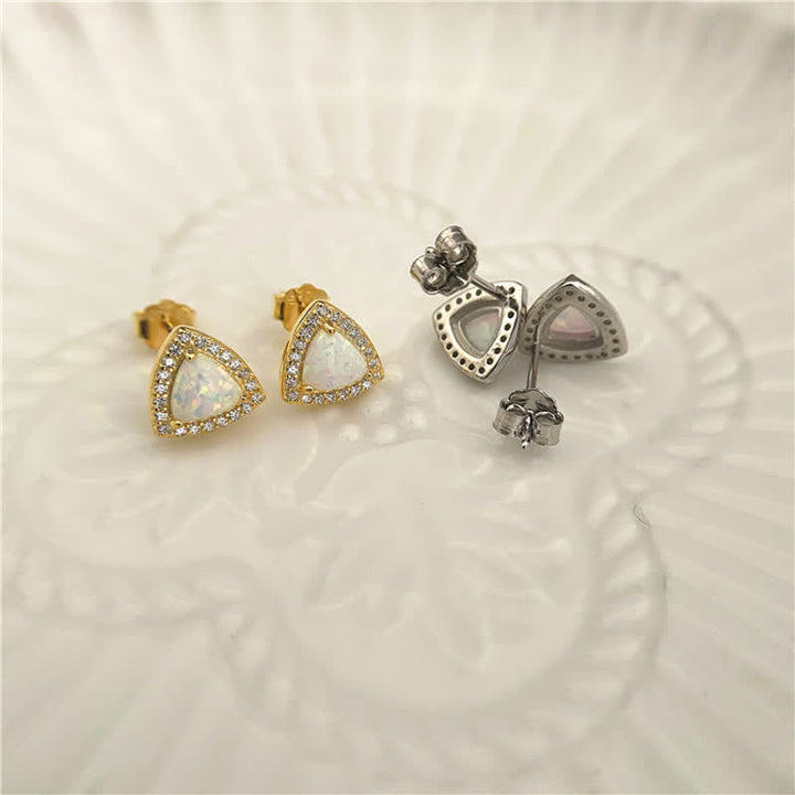 Olivenorma 925 Silver Triangle Shape Opal Earrings - image 10