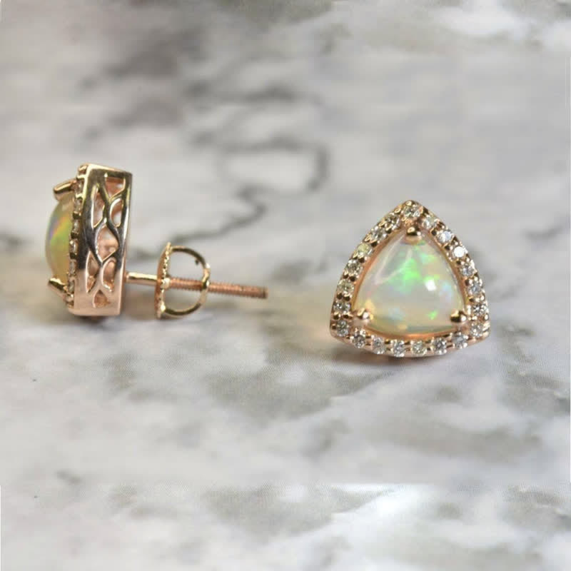 Olivenorma 925 Silver Triangle Shape Opal Earrings - image 7