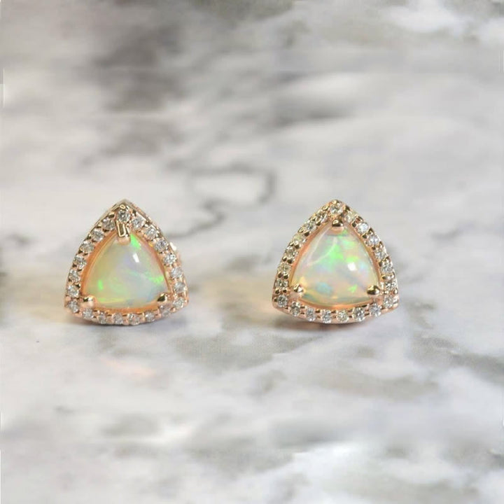 Olivenorma 925 Silver Triangle Shape Opal Earrings - image 6