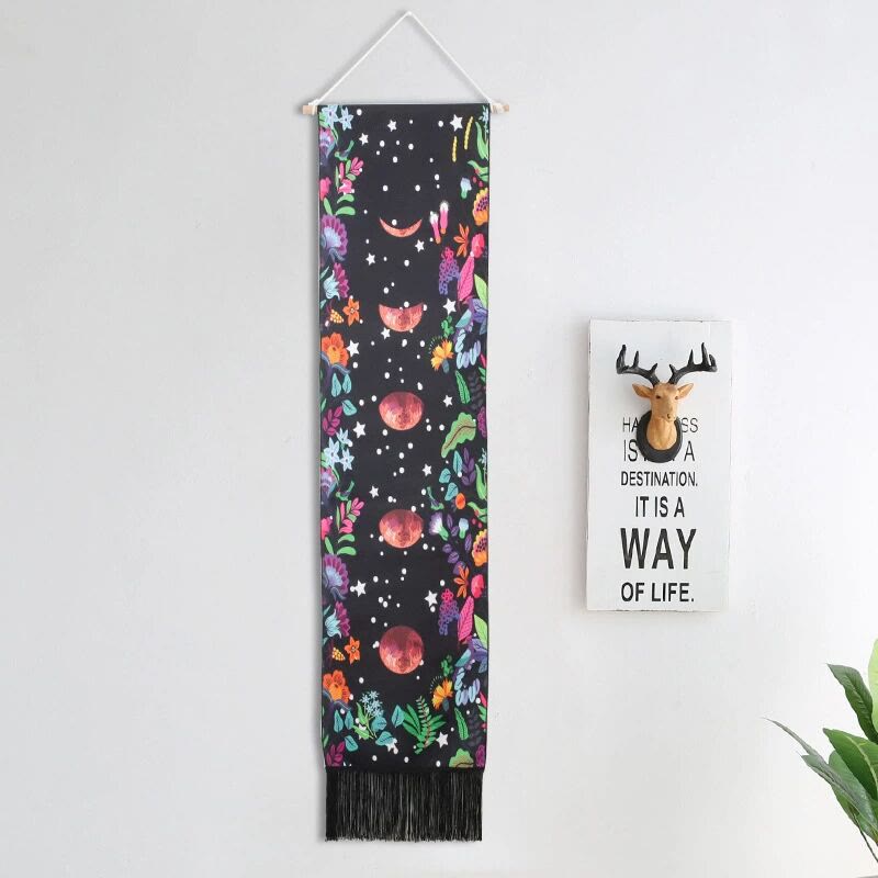 Olivenorma Bohemian Wall Hanging Ornament Tassel Tapestry - Moon Phases #2 - Black - image 18