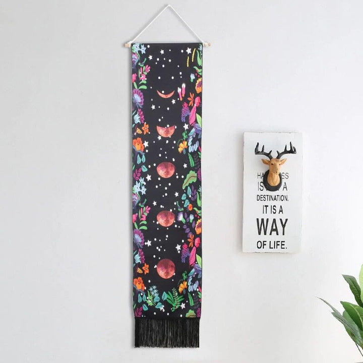 Olivenorma Bohemian Wall Hanging Ornament Tassel Tapestry - Moon Phases #2 - Black - image 18