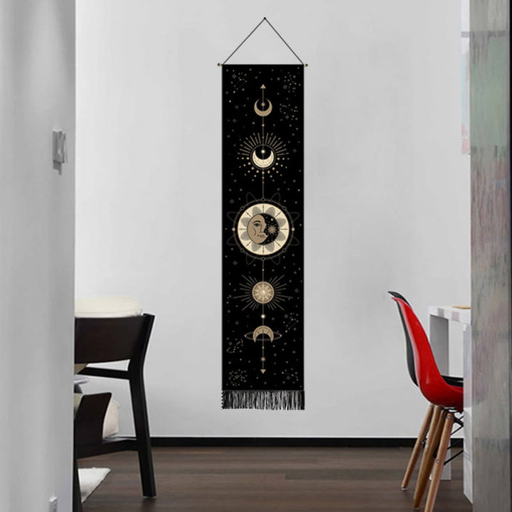 Olivenorma Bohemian Wall Hanging Ornament Tassel Tapestry - Moon & Sun - Black - image 3