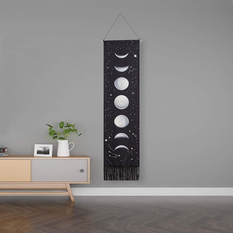 Olivenorma Bohemian Wall Hanging Ornament Tassel Tapestry - Moon Phases #1 - Black - image 15