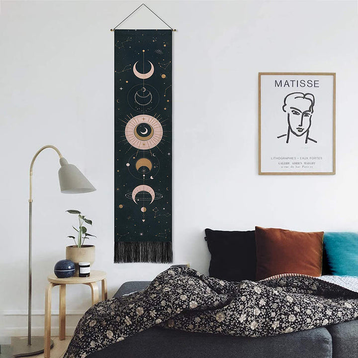 Olivenorma Bohemian Wall Hanging Ornament Tassel Tapestry - Moon & Star #3 - Black - image 9