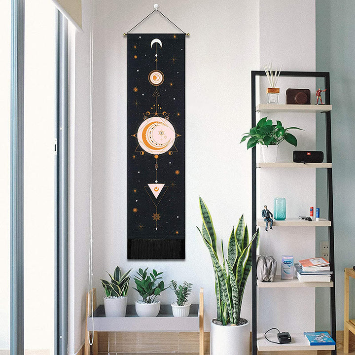 Olivenorma Bohemian Wall Hanging Ornament Tassel Tapestry - Moon & Star #2 - Black - image 6