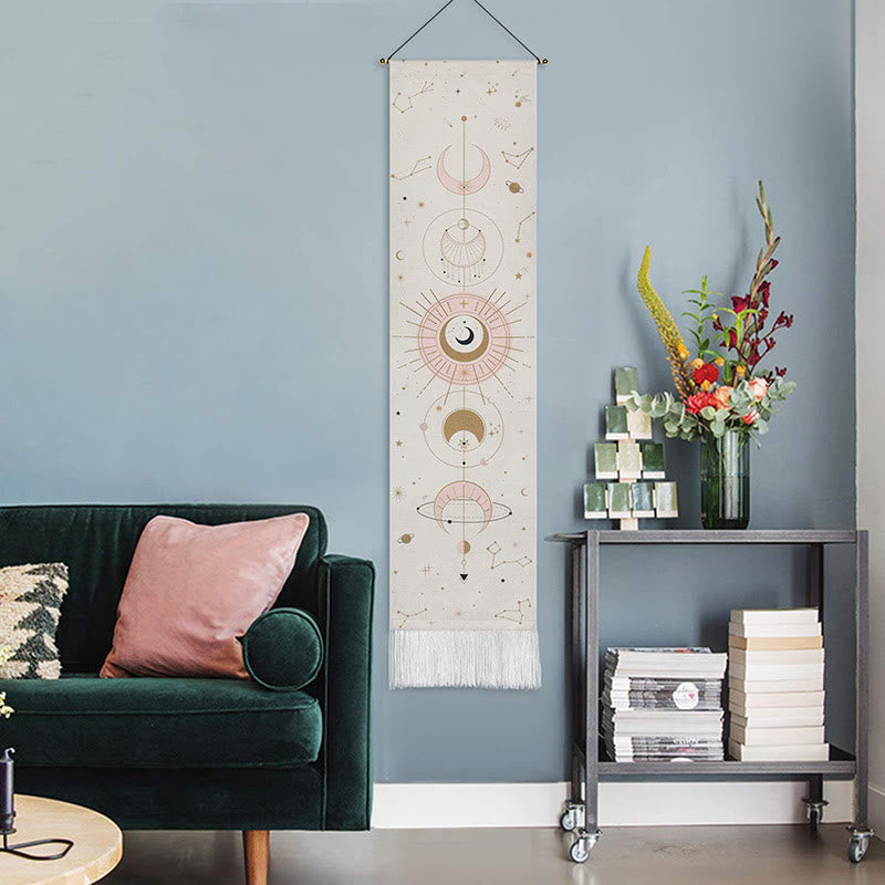 Olivenorma Bohemian Wall Hanging Ornament Tassel Tapestry - Moon & Star #3 - White - image 10