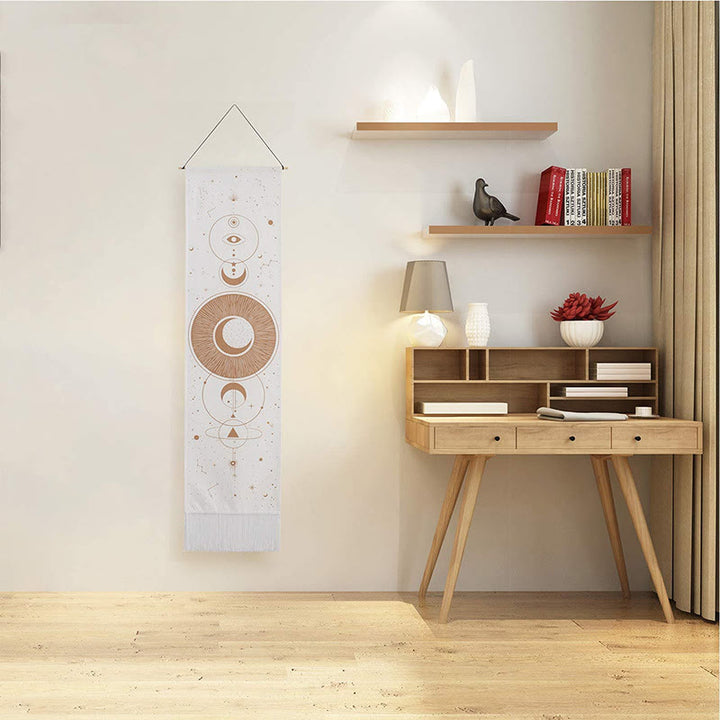 Olivenorma Bohemian Wall Hanging Ornament Tassel Tapestry - Moon & Star #1 - White - image 2