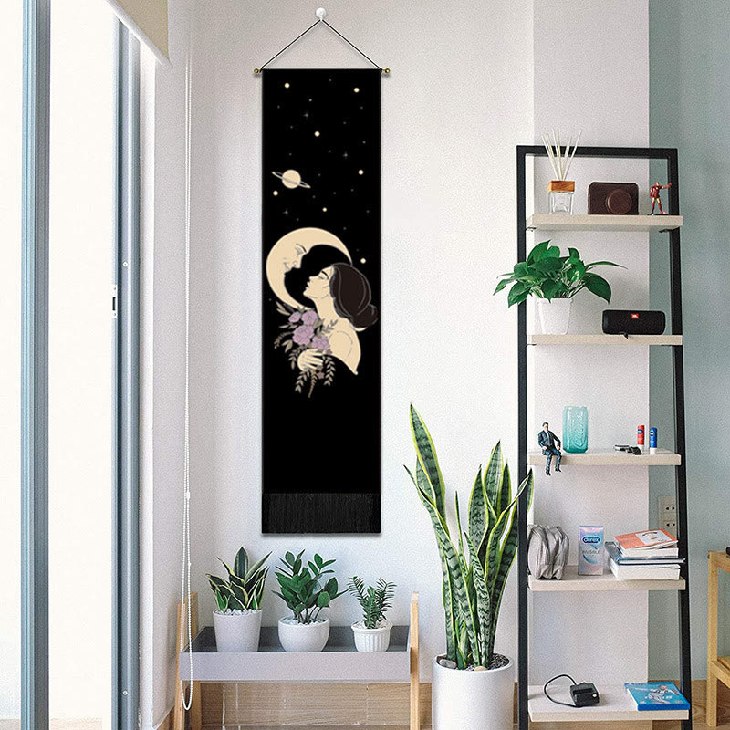 Olivenorma Bohemian Wall Hanging Ornament Tassel Tapestry - Girl & Moon - image 12