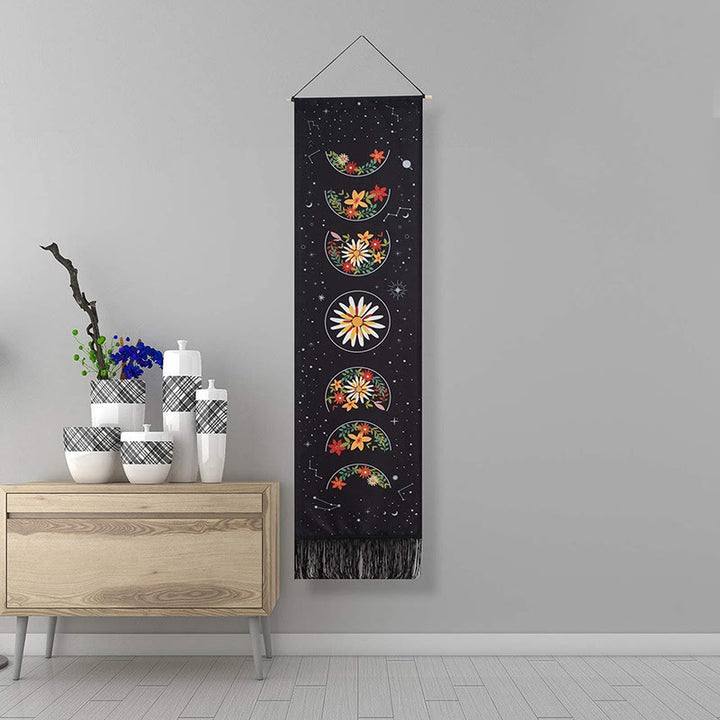 Olivenorma Bohemian Wall Hanging Ornament Tassel Tapestry - Moon Phases #3 - Black - image 20