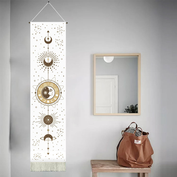 Olivenorma Bohemian Wall Hanging Ornament Tassel Tapestry - Moon & Sun - White - image 4