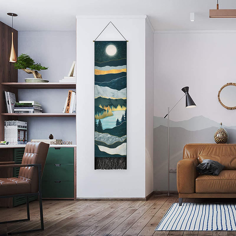 Olivenorma Bohemian Wall Hanging Ornament Tassel Tapestry - Landscape - Night - image 26