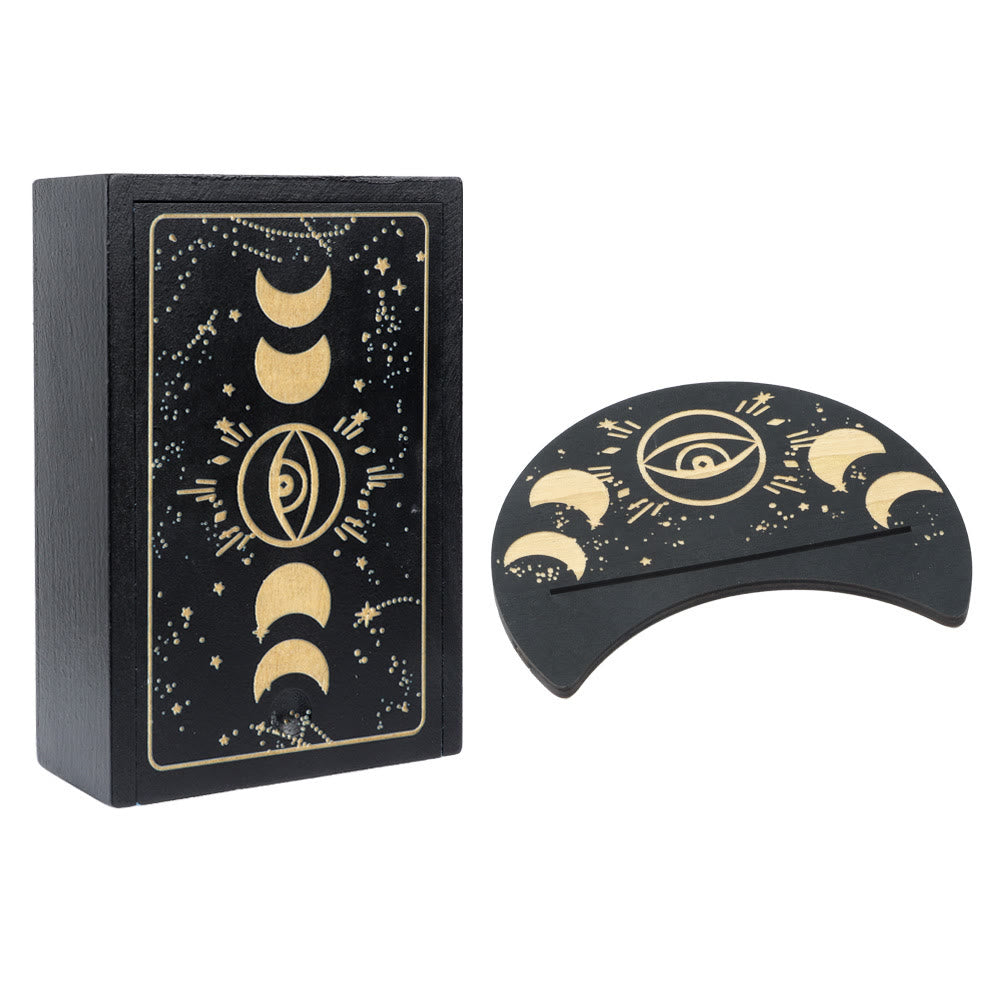 Olivenorma Wooden Moon Phases Engraved Divination Tarot Box - image 1