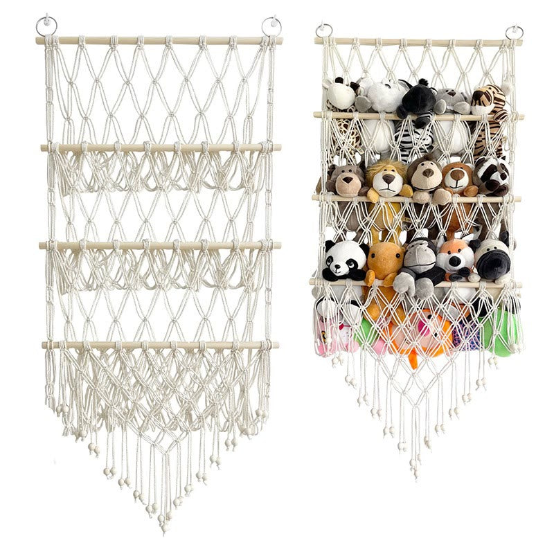 Olivenorma Handmade Cotton Rope Doll Storage Rack Wall Decor - White - image 1