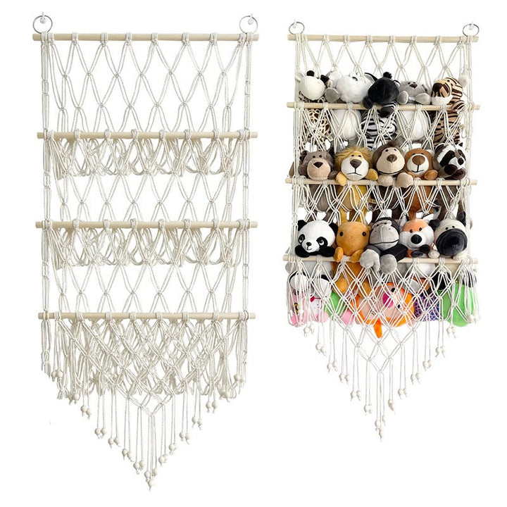 Olivenorma Handmade Cotton Rope Doll Storage Rack Wall Decor - White - image 1