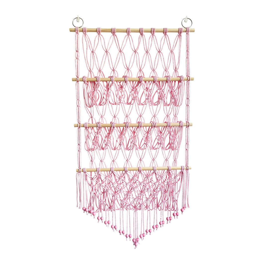 Olivenorma Handmade Cotton Rope Doll Storage Rack Wall Decor - Pink - image 8