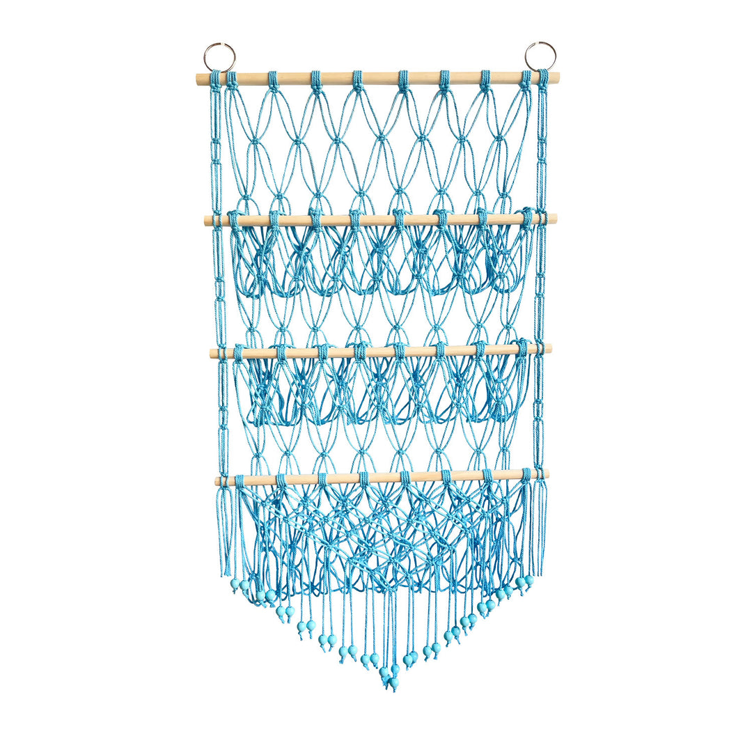 Olivenorma Handmade Cotton Rope Doll Storage Rack Wall Decor - Blue - image 11