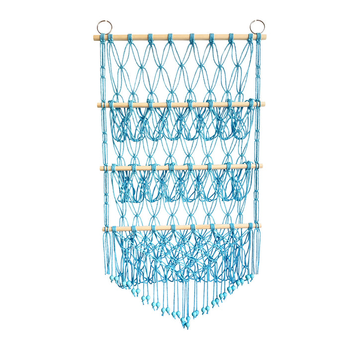 Olivenorma Handmade Cotton Rope Doll Storage Rack Wall Decor - Blue - image 11