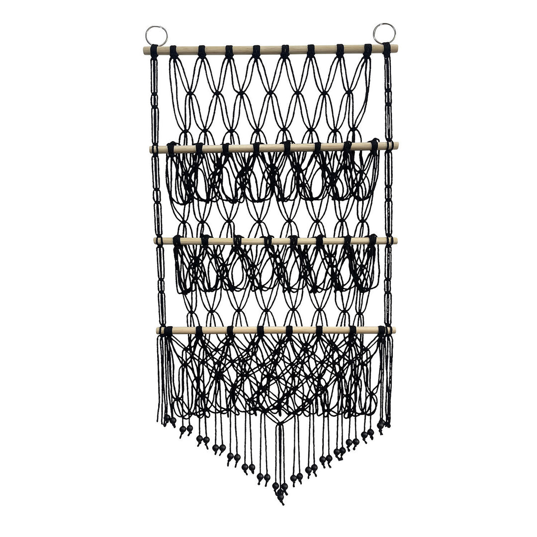 Olivenorma Handmade Cotton Rope Doll Storage Rack Wall Decor - Black - image 17
