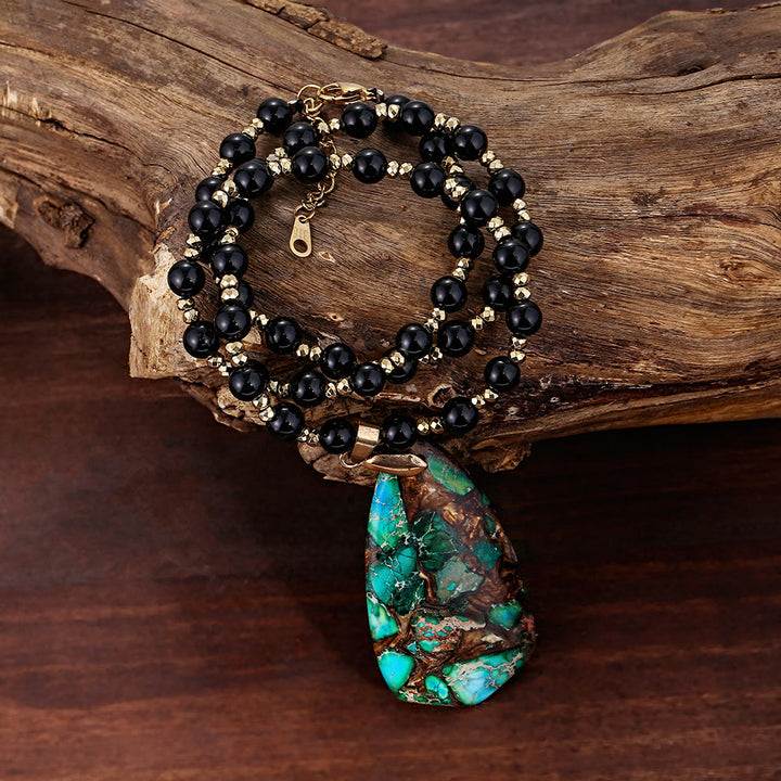 Olivenorma Natural Emperor Stone Drop Pendant Rosary Necklace - Emperor Stone - image 0