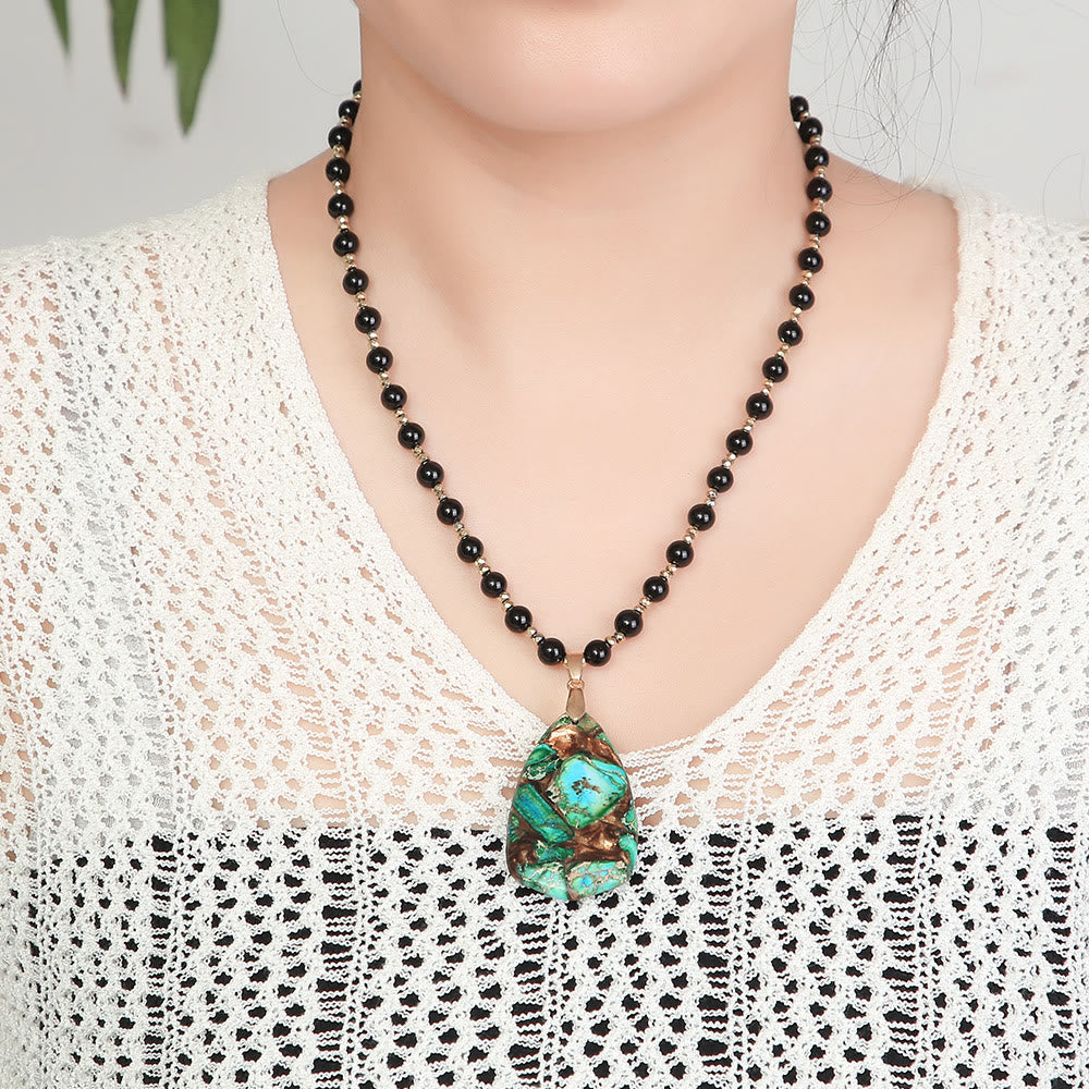 Olivenorma Natural Emperor Stone Drop Pendant Rosary Necklace - image 2