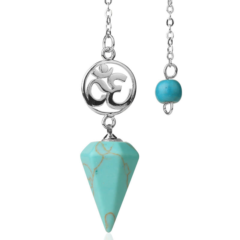 Olivenorma OM Symbol Natural Gemstone Faceted Pendulum - Turquoise - image 5