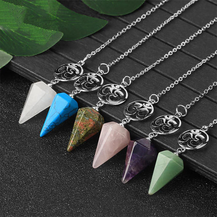 Olivenorma OM Symbol Natural Gemstone Faceted Pendulum - image 47