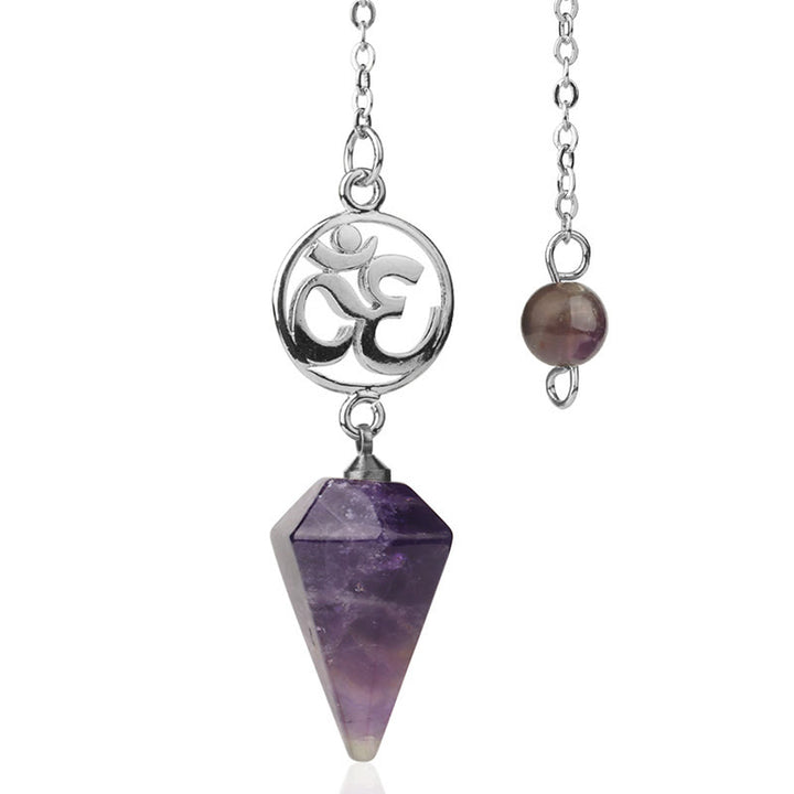 Olivenorma OM Symbol Natural Gemstone Faceted Pendulum - Amethyst - image 43