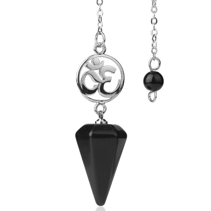 Olivenorma OM Symbol Natural Gemstone Faceted Pendulum - Obsidian - image 39