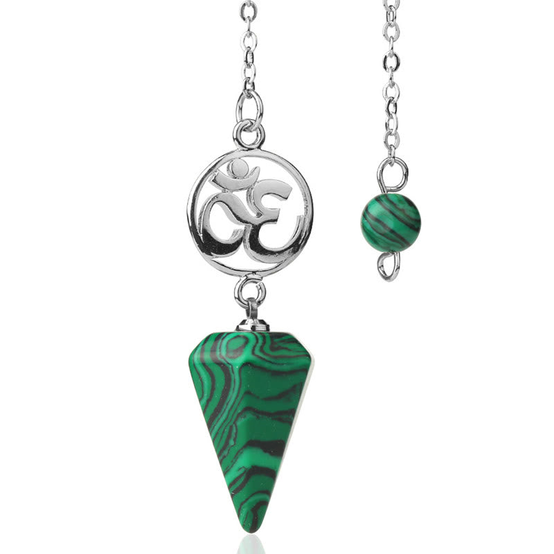 Olivenorma OM Symbol Natural Gemstone Faceted Pendulum - Malachite - image 21
