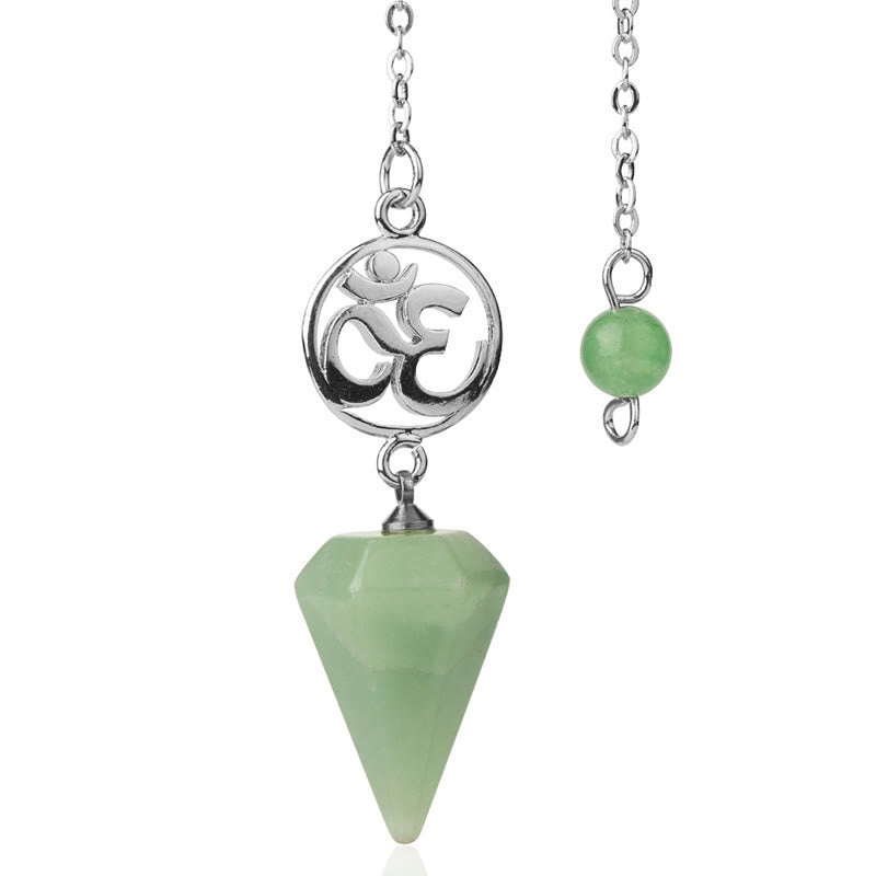 Olivenorma OM Symbol Natural Gemstone Faceted Pendulum - Green Aventurine - image 27
