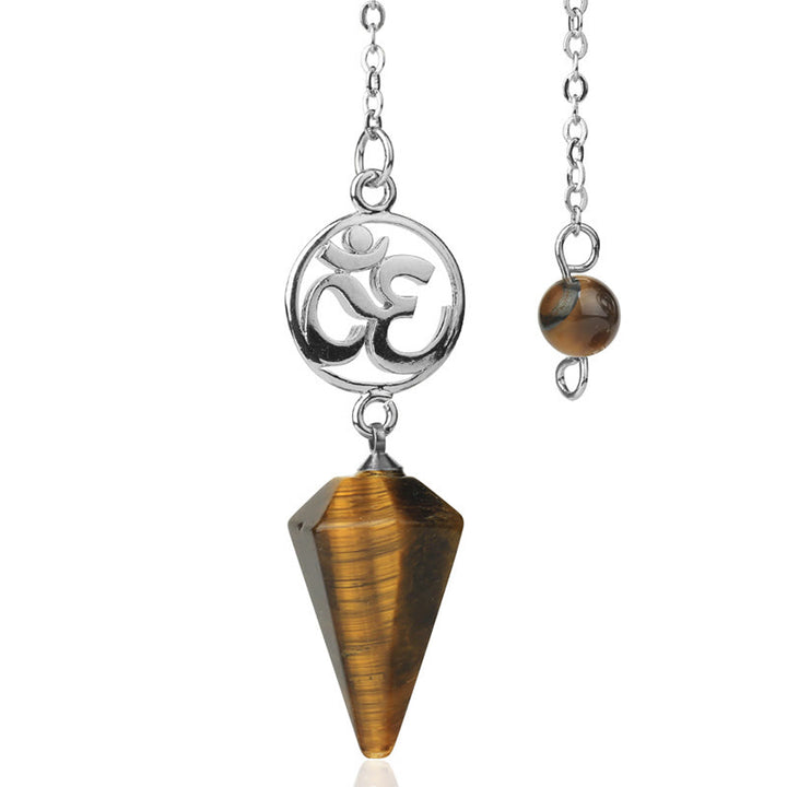 Olivenorma OM Symbol Natural Gemstone Faceted Pendulum - Tiger Eye - image 7