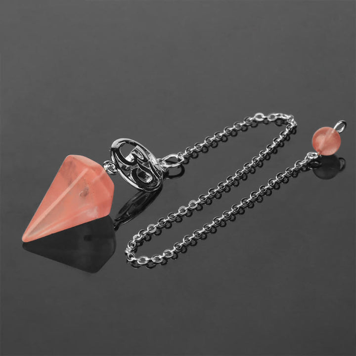 Olivenorma OM Symbol Natural Gemstone Faceted Pendulum - Red Smelting Quartz - image 1
