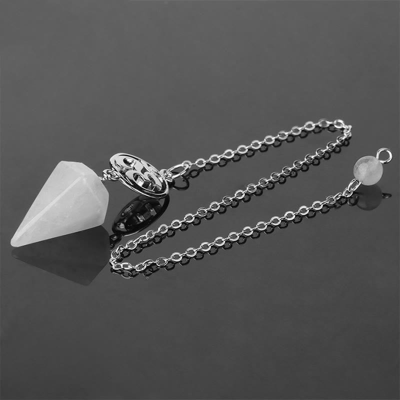 Olivenorma OM Symbol Natural Gemstone Faceted Pendulum - Clear Crystal - image 31
