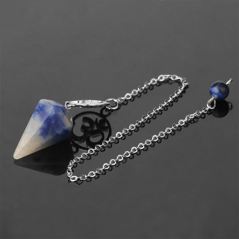 Olivenorma OM Symbol Natural Gemstone Faceted Pendulum - Sodalite - image 11