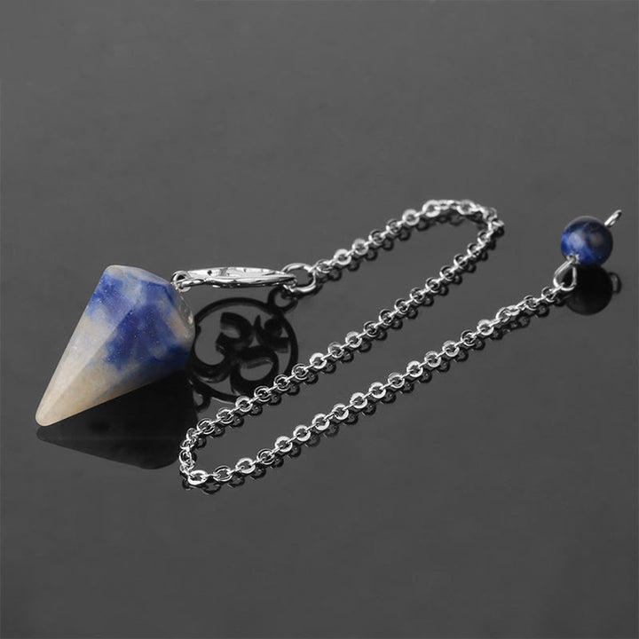 Olivenorma OM Symbol Natural Gemstone Faceted Pendulum - Sodalite - image 11