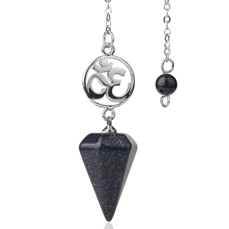 Olivenorma OM Symbol Natural Gemstone Faceted Pendulum - Blue Sandstone - image 37