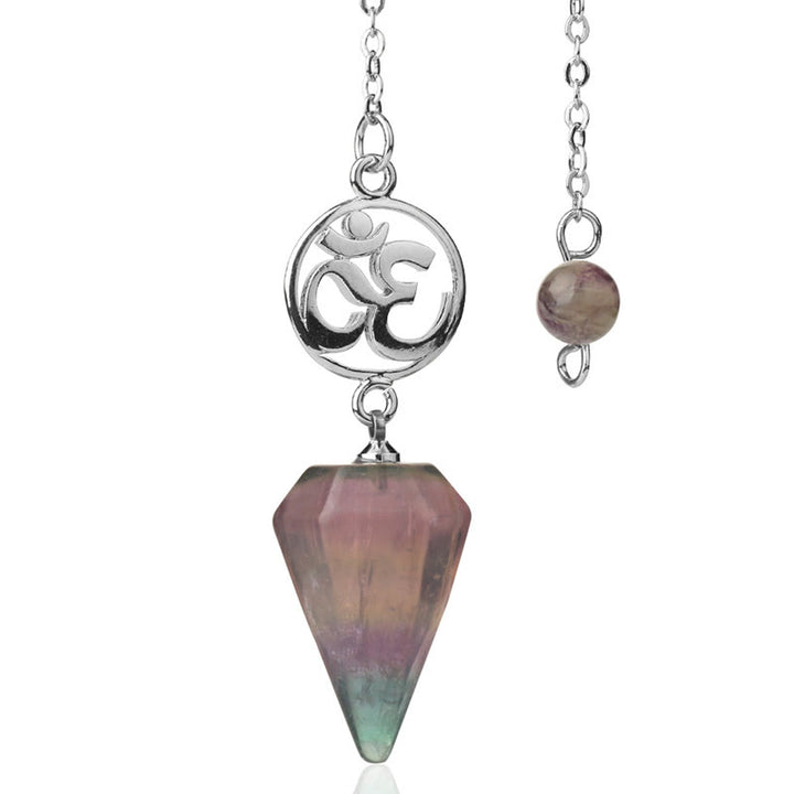 Olivenorma OM Symbol Natural Gemstone Faceted Pendulum - Fluorite - image 29
