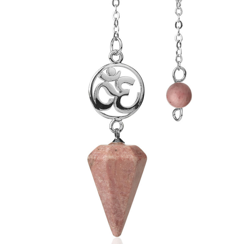 Olivenorma OM Symbol Natural Gemstone Faceted Pendulum - Rhodonite - image 41