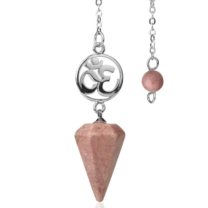 Olivenorma OM Symbol Natural Gemstone Faceted Pendulum - Rhodonite - image 41